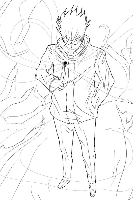 Çizmek Satoru Gojo çocuklar için temel Boyama Sayfası