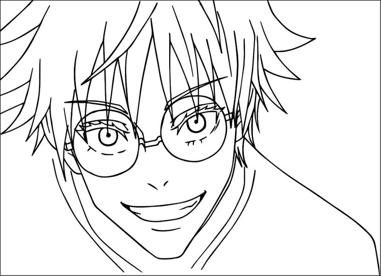 Çizmek Satoru Gojo gülümseyen Boyama Sayfası