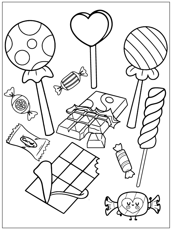 Çizmek Şeker yazdırılabilir Boyama Sayfası