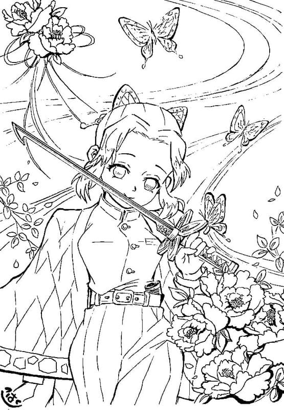 Çizmek Shinobu Kocho 5 Boyama Sayfası