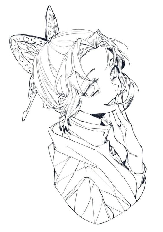 Çizmek Shinobu Kocho çocuklar için kolay Boyama Sayfası