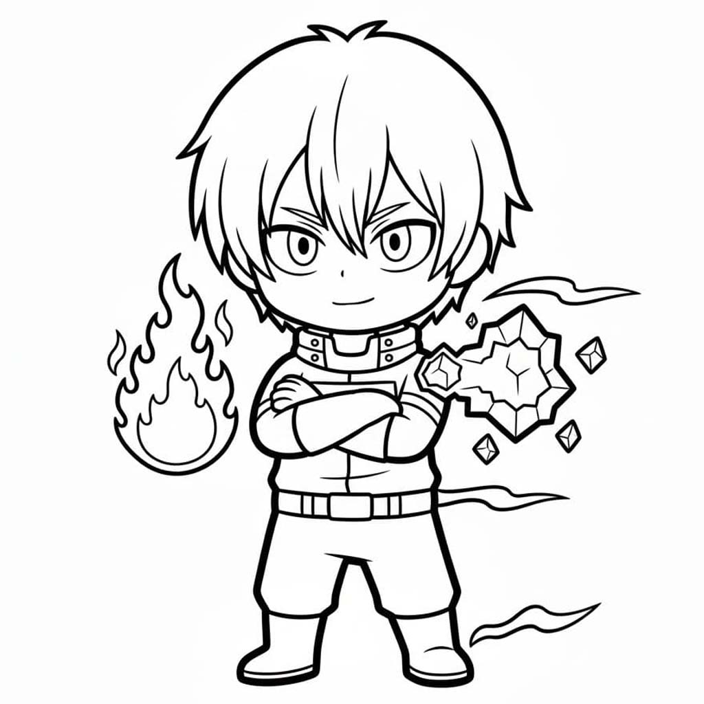 Çizmek Shoto Todoroki Sevimli Boyama Sayfası