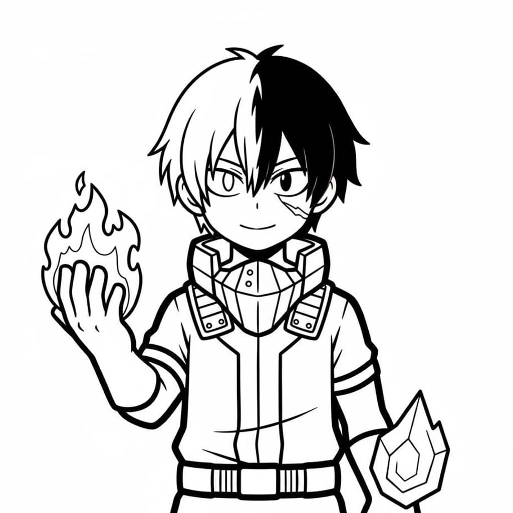 Çizmek Shoto Todoroki Ücretsiz Yazdırılabilir Boyama Sayfası