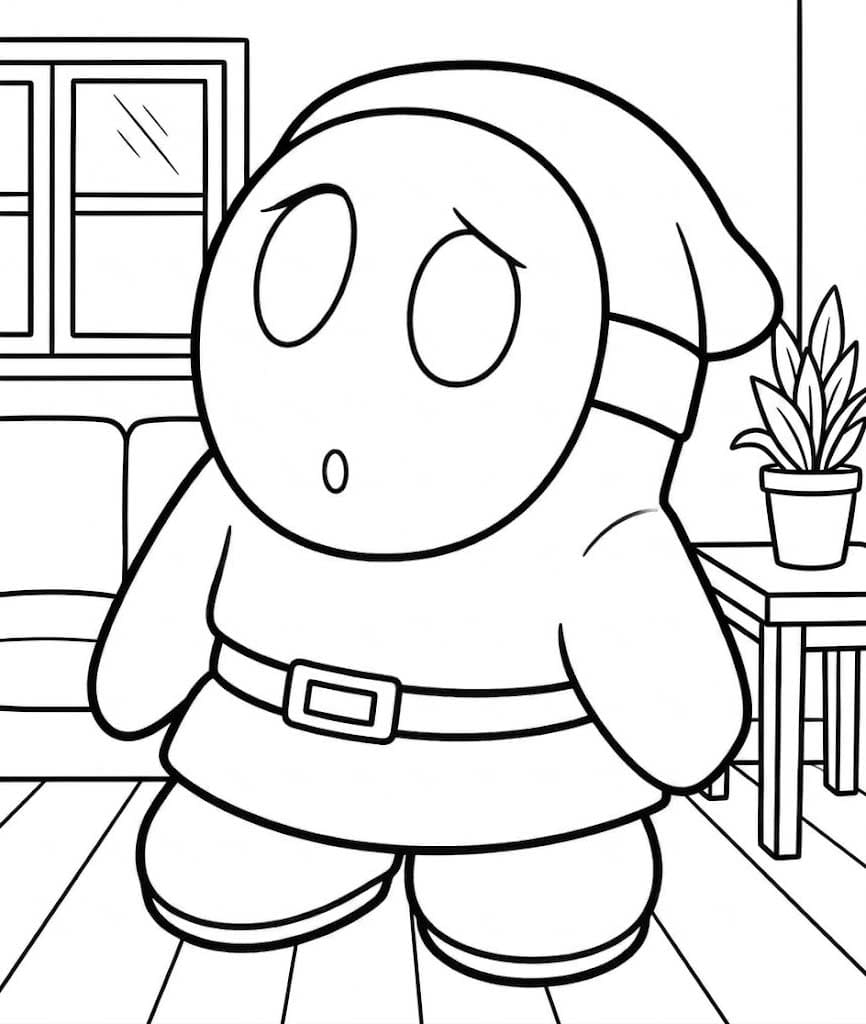 Çizmek Shy Guy Temel Boyama Sayfası