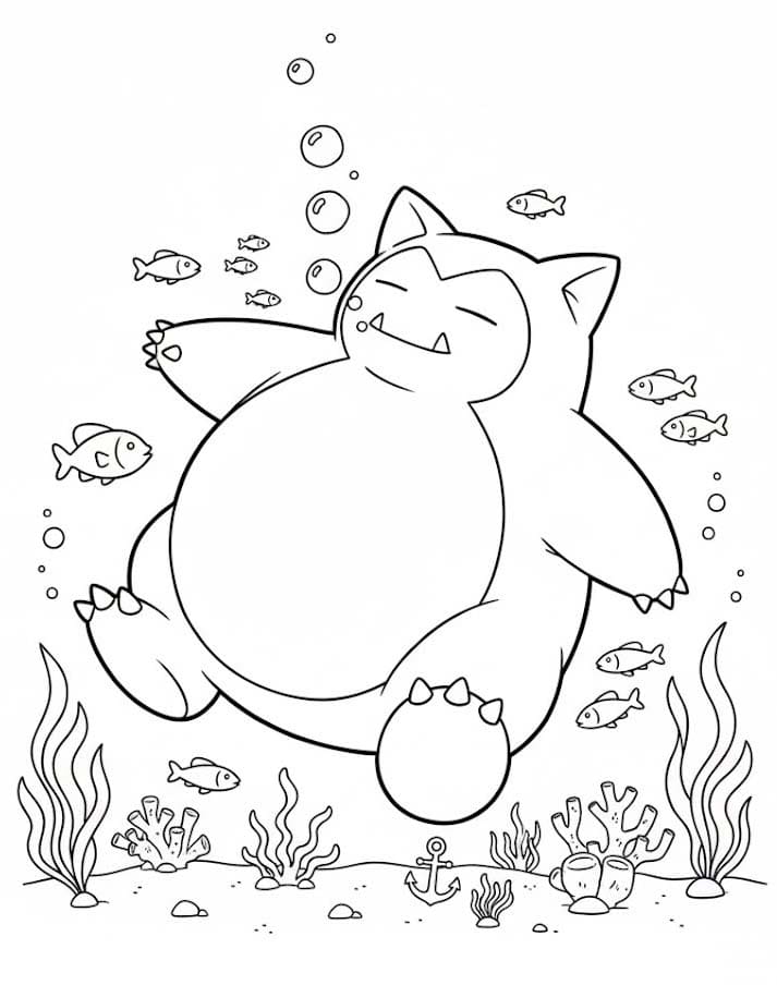 Çizmek Snorlax ücretsiz yazdırılabilir Boyama Sayfası