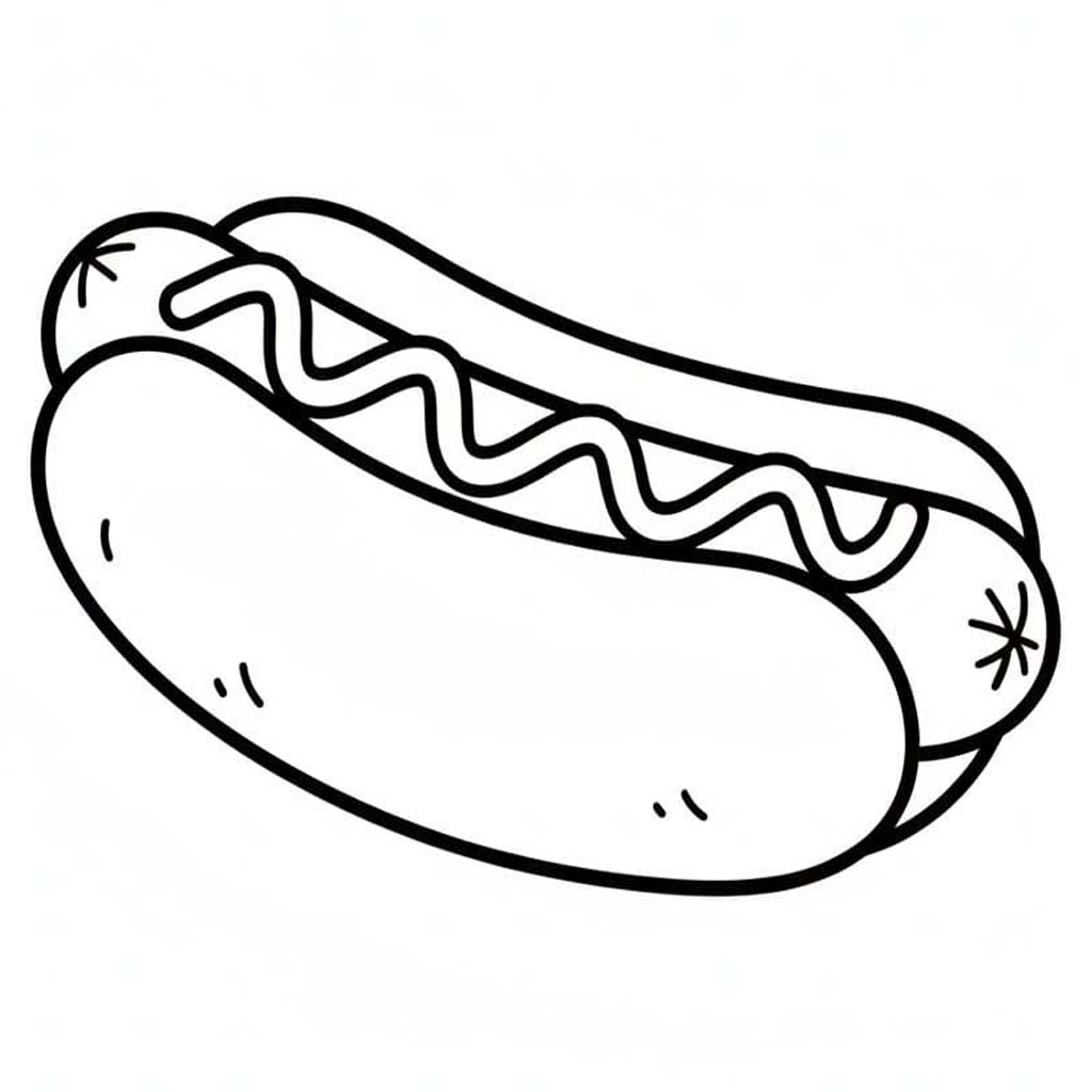Çizmek Sosisli Sandviç Ücretsiz Boyama Sayfası