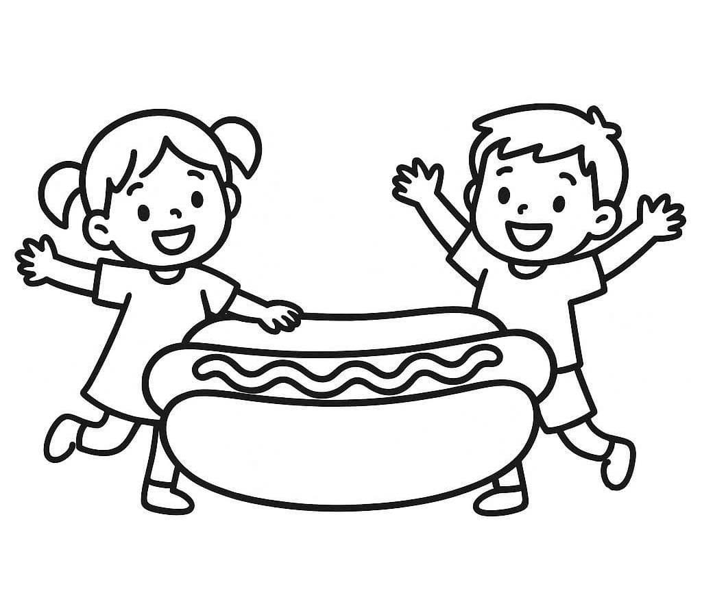 Çizmek Sosisli Sandviç basit Boyama Sayfası