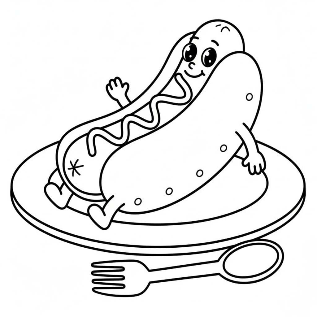 Çizmek Sosisli Sandviç çocuklar için kolay Boyama Sayfası