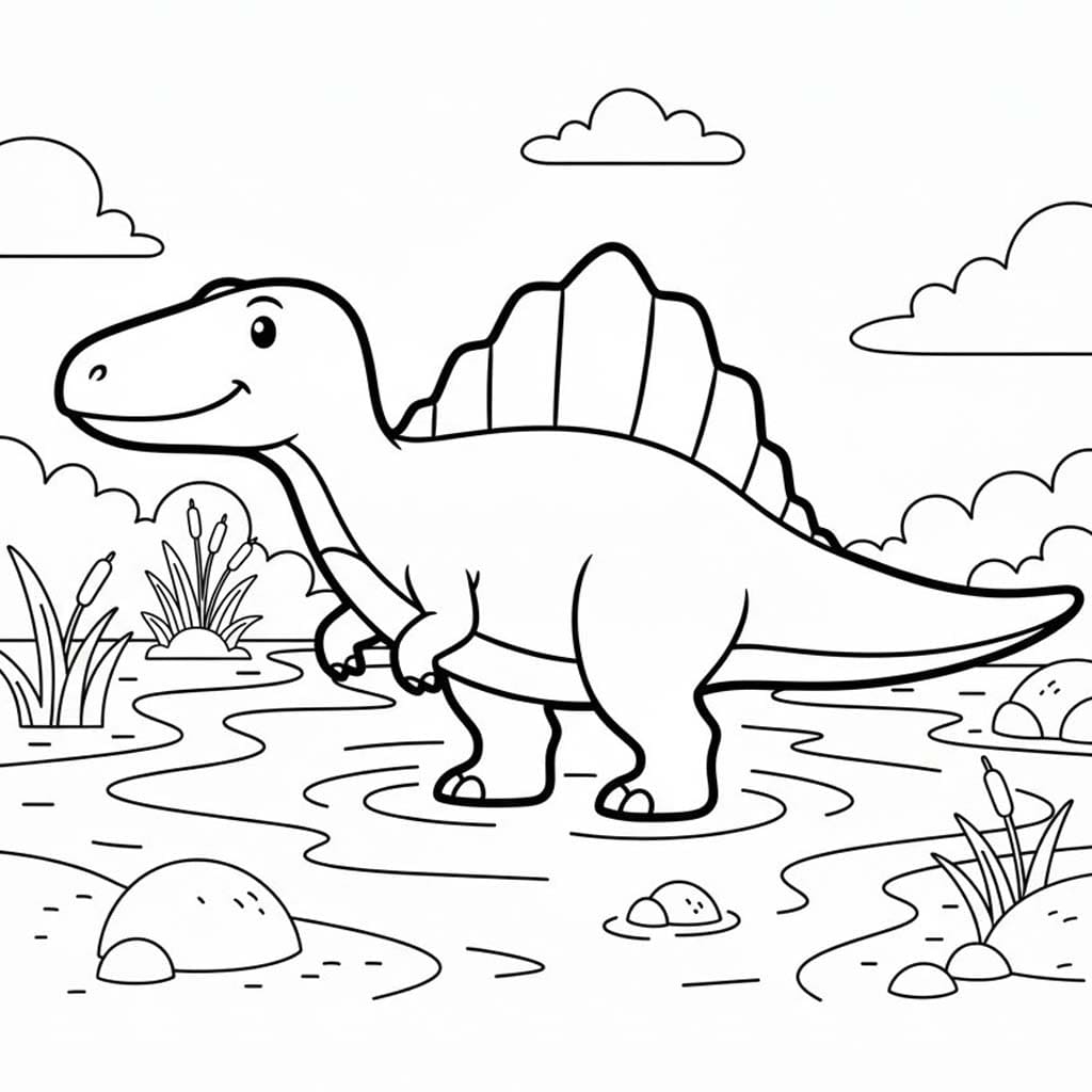 Çizmek Spinosaurus Kolay Boyama Sayfası