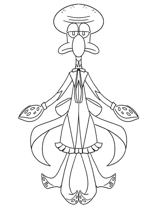 Çizmek Squidward Dokunaç Ücretsiz Boyama Sayfası