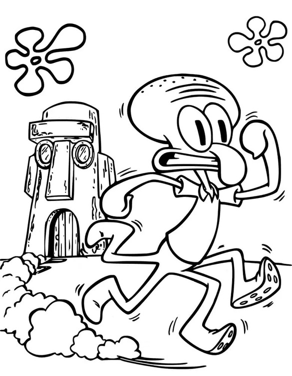 Çizmek Squidward Dokunaç yazdırılabilir kolay Boyama Sayfası