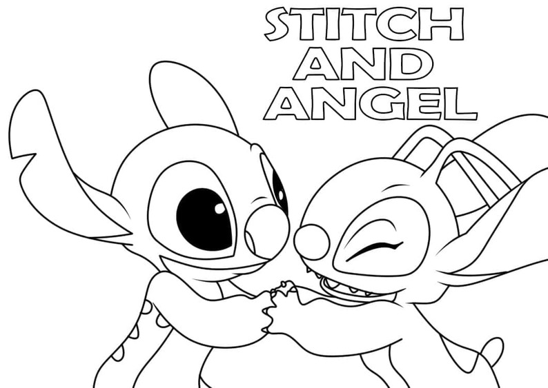 Çizmek Stitch ve Angel 5 Boyama Sayfası