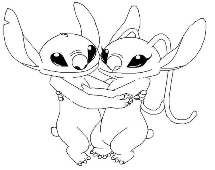 Çizmek Stitch ve Angel 6 Boyama Sayfası