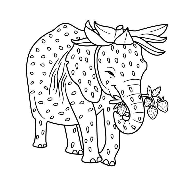 Çizmek Strawberry Elephant yazdırılabilir Boyama Sayfası