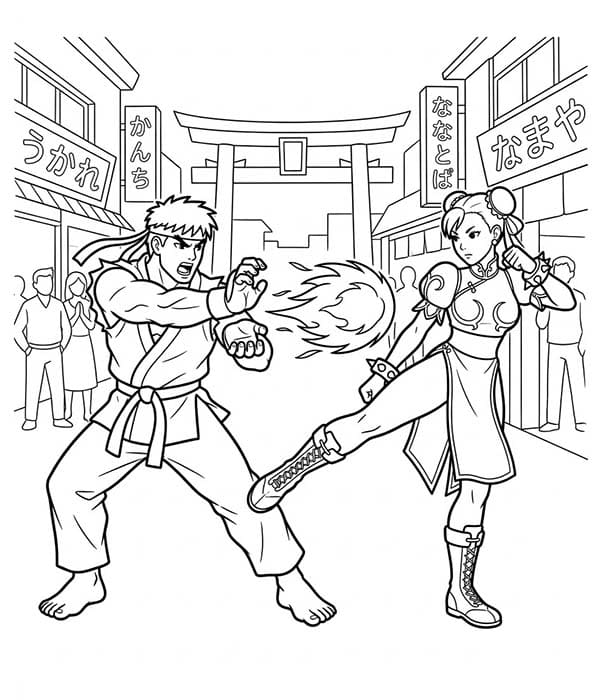 Çizmek Street Fighter ücretsiz yazdırılabilir Boyama Sayfası