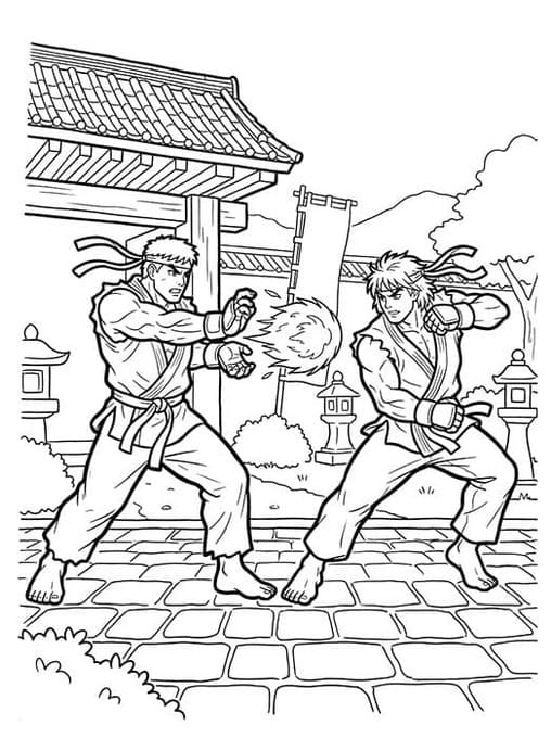 Çizmek Street Fighter yazdırılabilir Boyama Sayfası