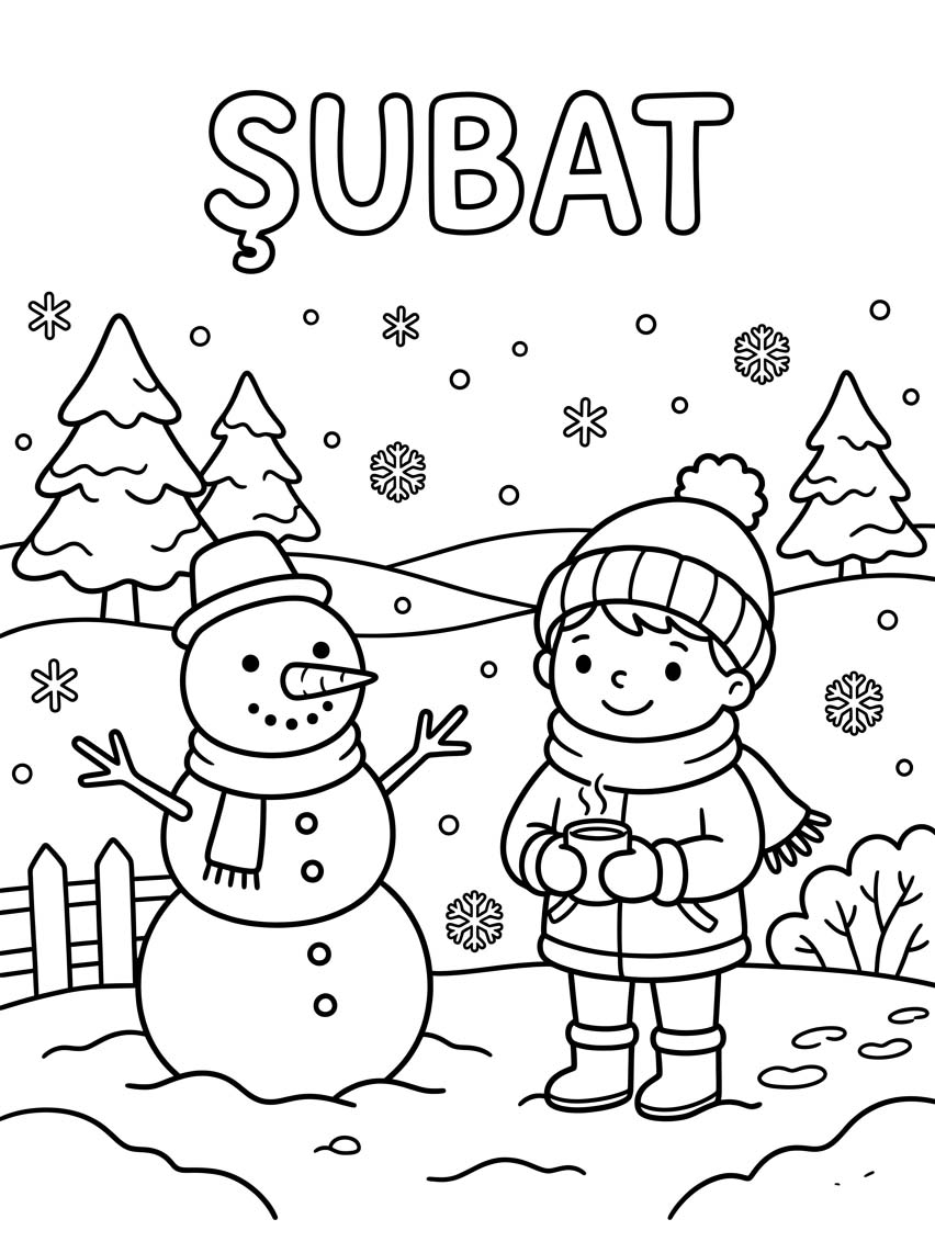 Çizmek Şubat Basit Boyama Sayfası