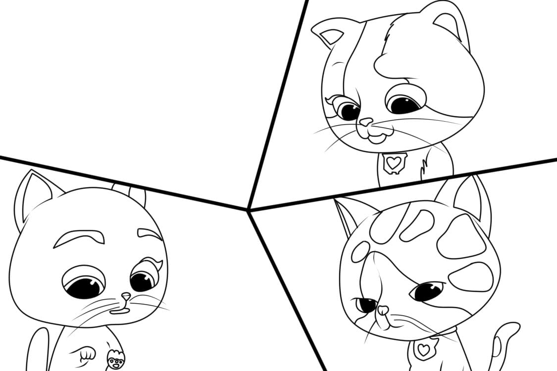 Çizmek Süper Kediler Kolay Boyama Sayfası