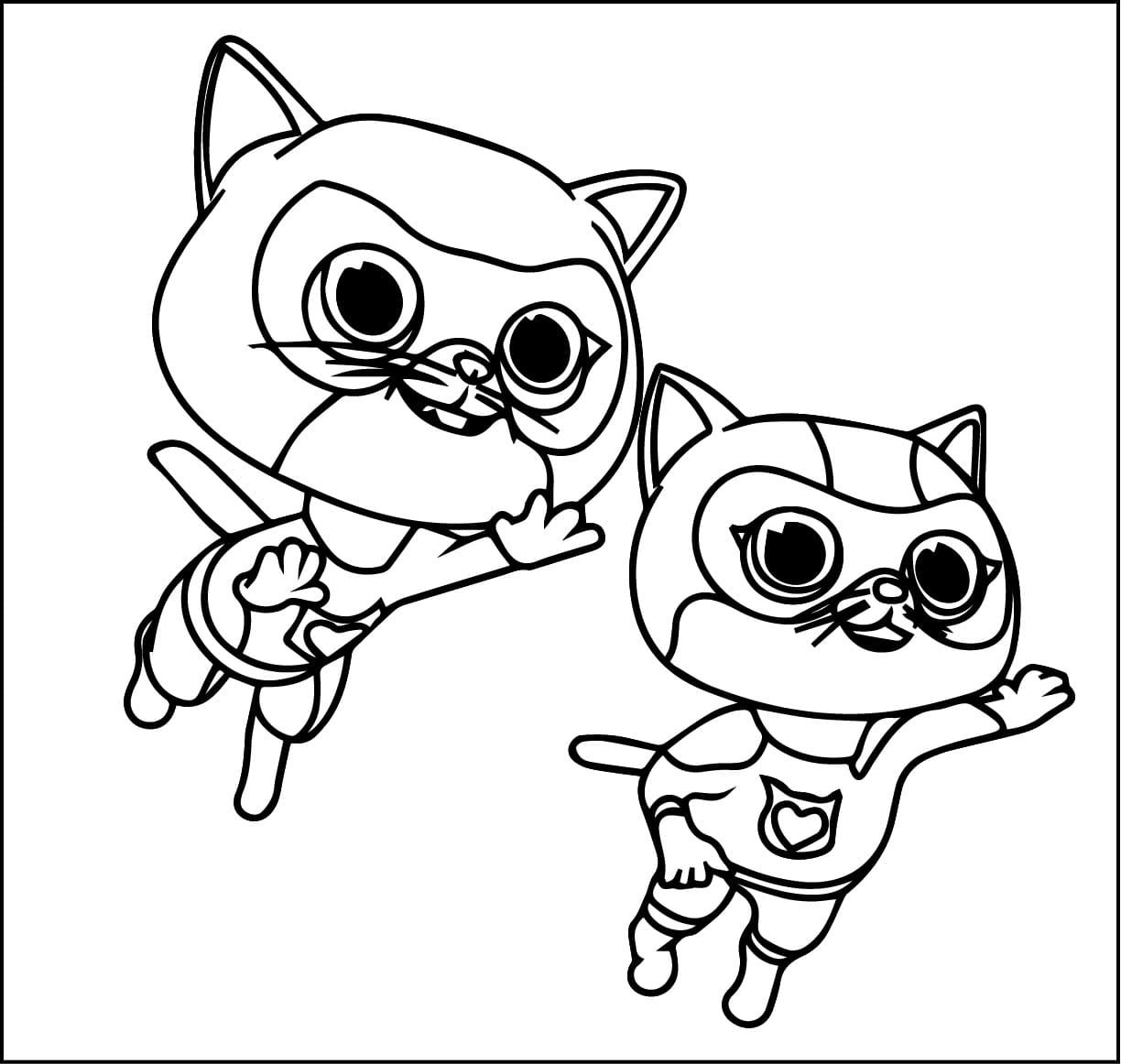 Çizmek Süper Kediler yazdırılabilir Boyama Sayfası