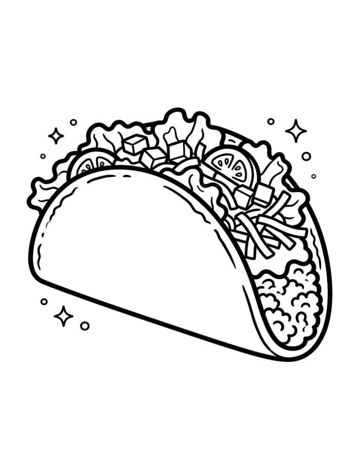 Çizmek Taco ücretsiz Boyama Sayfası