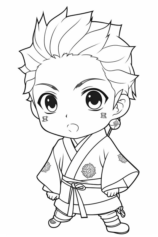 Çizmek Tanjiro chibi Boyama Sayfası