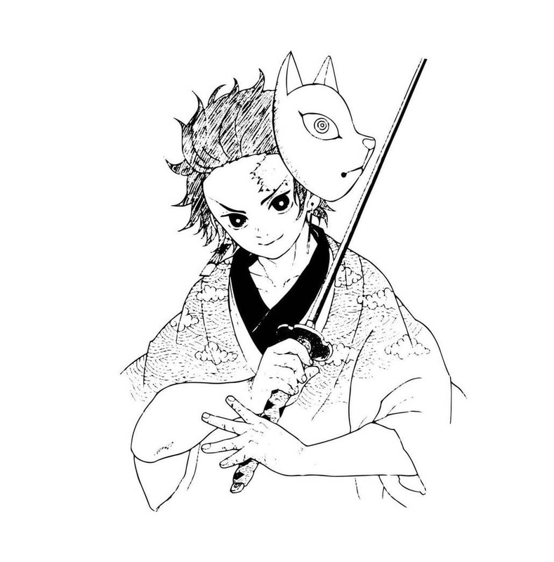 Çizmek Tanjiro çocuklar için basit Boyama Sayfası