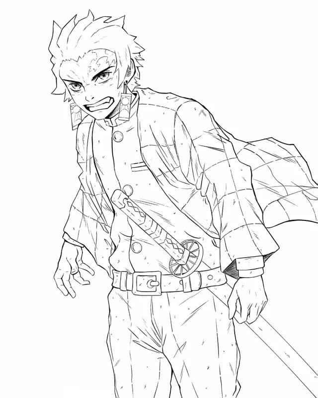 Çizmek Tanjiro çocuklar için ücretsiz Boyama Sayfası