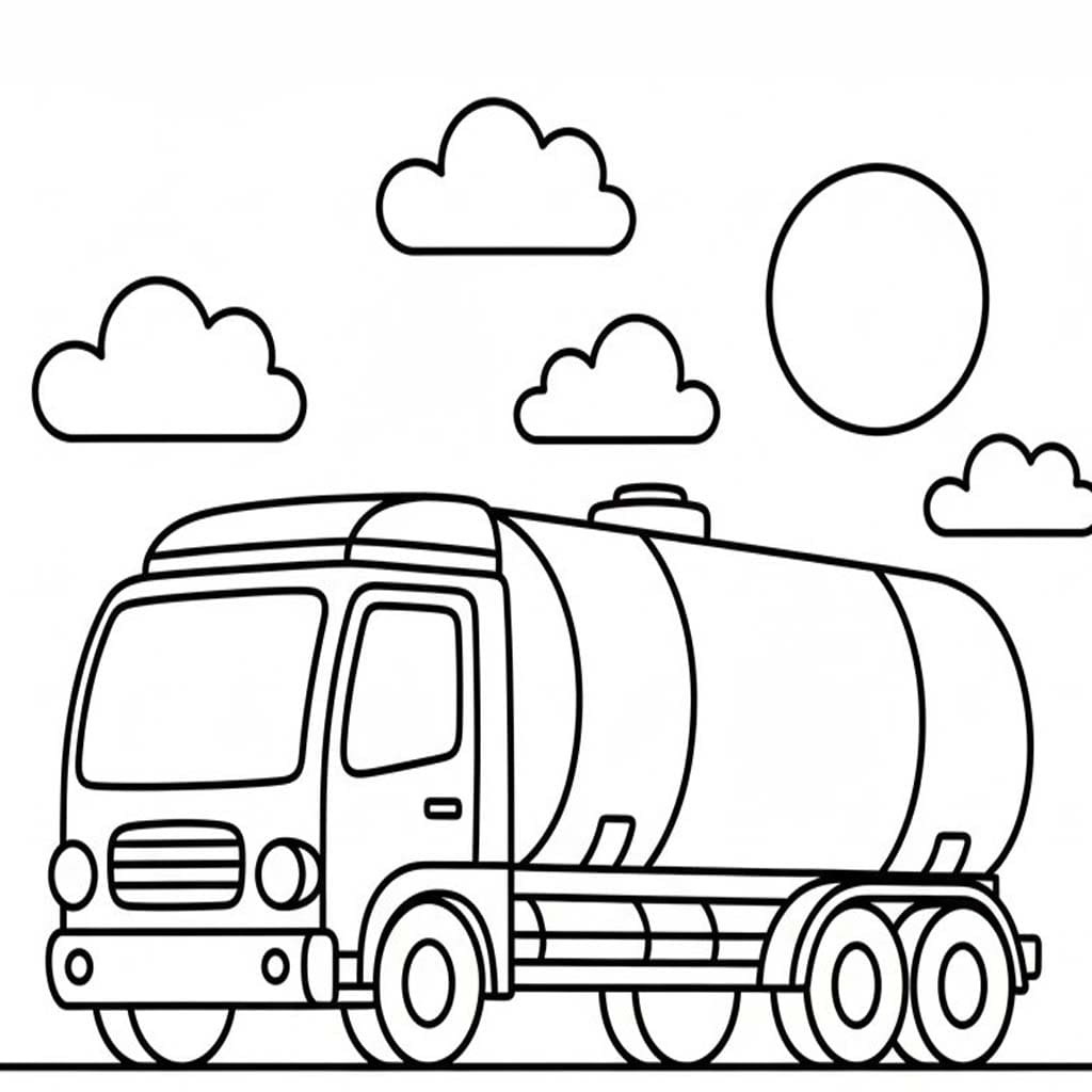 Çizmek Tanker Kamyonu Ücretsiz Boyama Sayfası