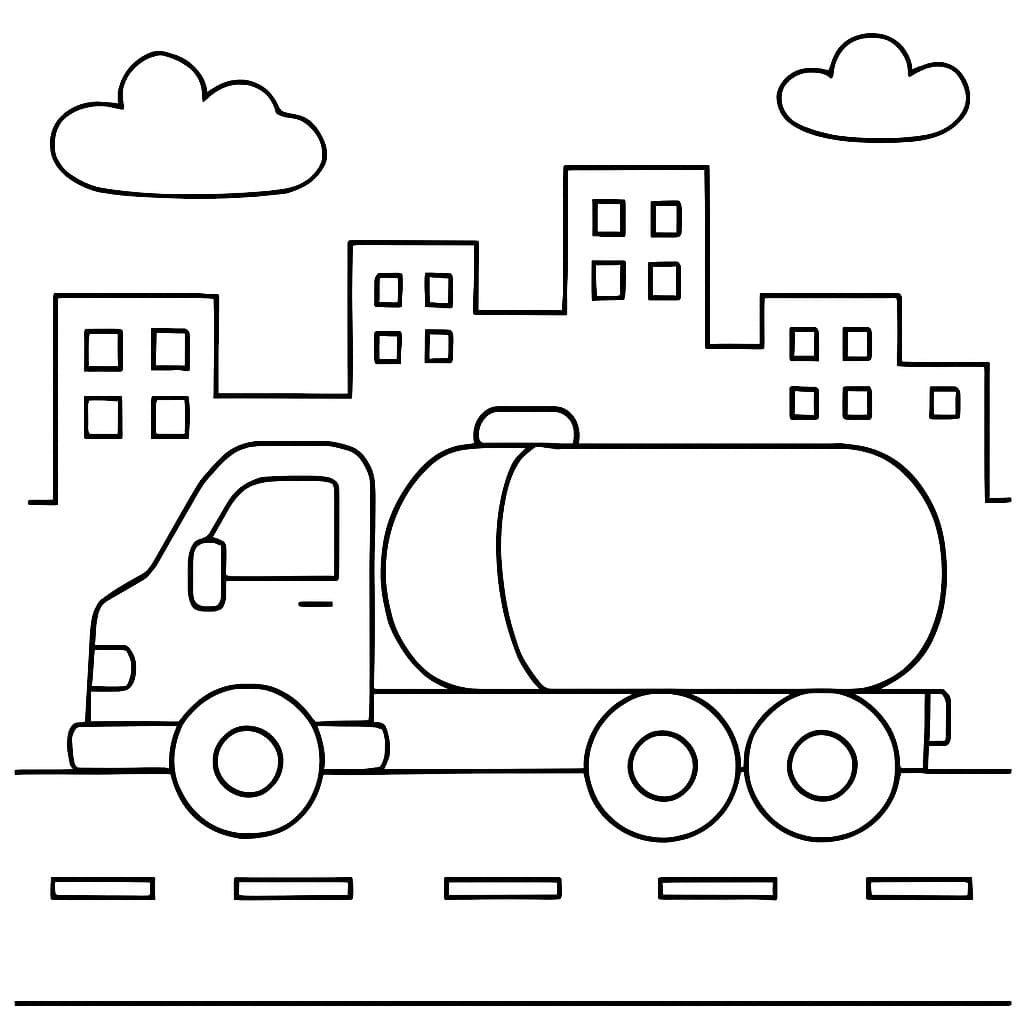 Çizmek Tanker Kamyonu Yazdırılabilir Boyama Sayfası