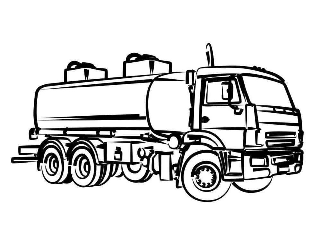 Çizmek Tanker Kamyonu çocuklar için basit Boyama Sayfası