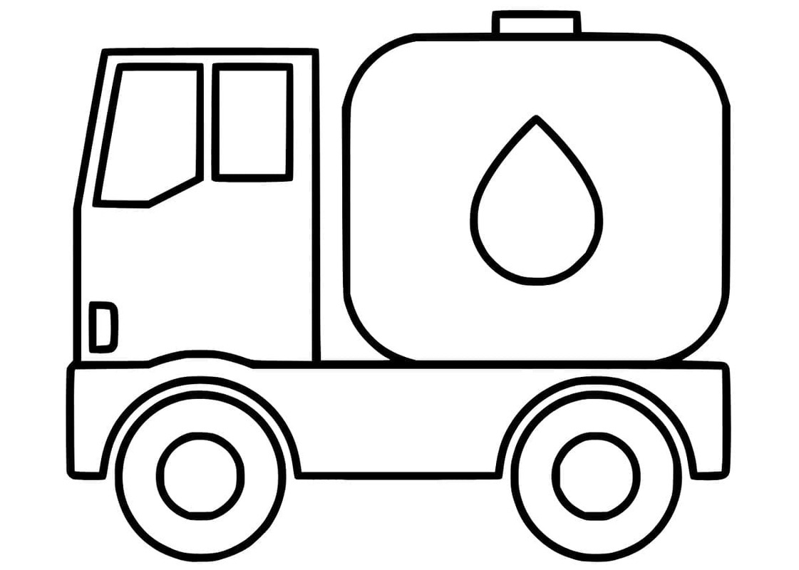 Çizmek Tanker Kamyonu çocuklar için temel Boyama Sayfası