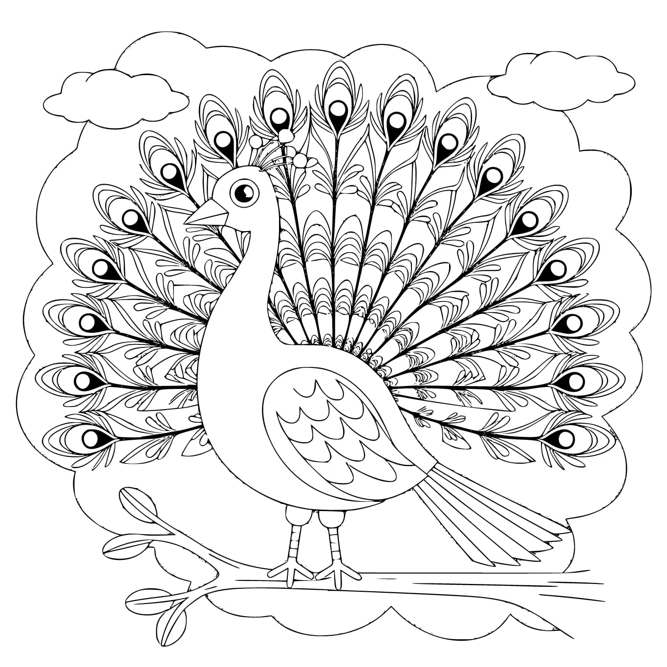 Çizmek Tavus Kuşu 4 Boyama Sayfası