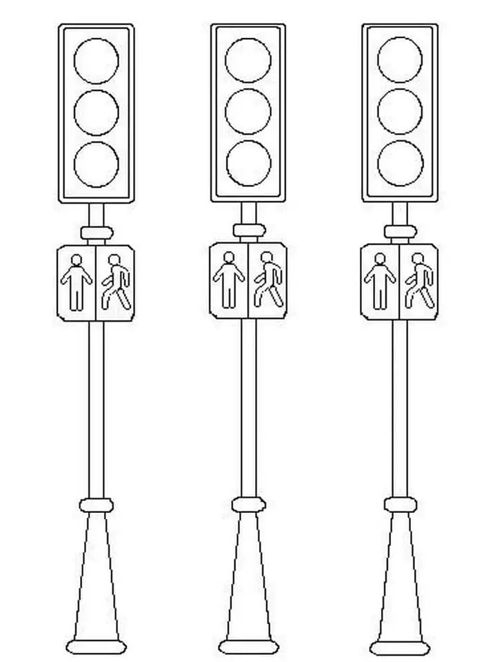 Çizmek Trafik ışıkları çocuklarda Basit Boyama Sayfası