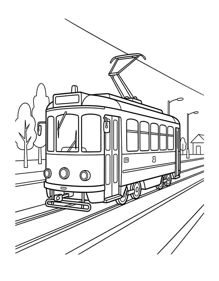 Çizmek Tramvay Basit Boyama Sayfası