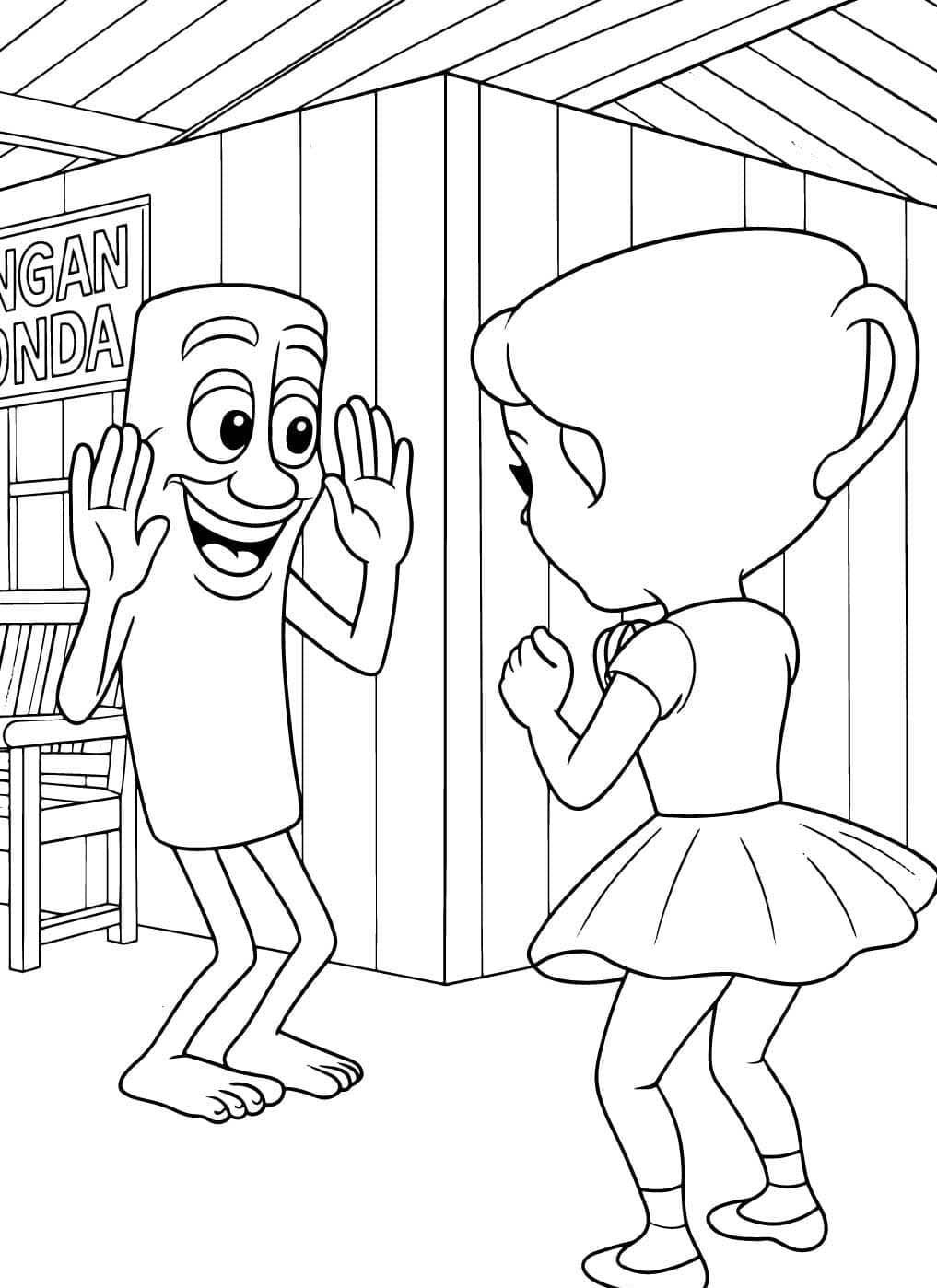 Çizmek Tung Tung Tung Sahur Çocuklar için ücretsiz Boyama Sayfası