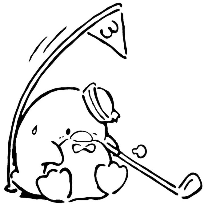 Çizmek Tuxedo Sam Golf Oynuyor Boyama Sayfası