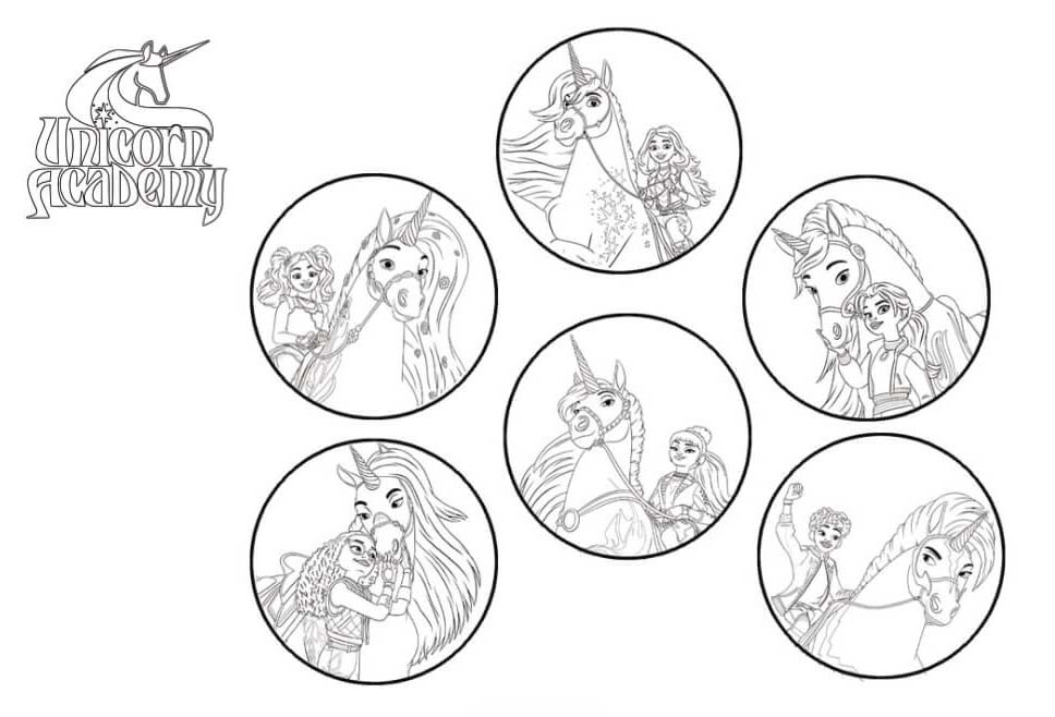 Çizmek Unicorn Akademisi logo Boyama Sayfası