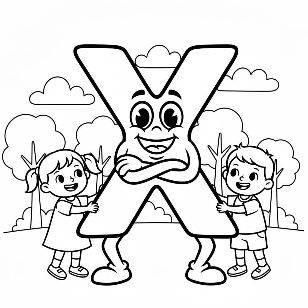 Çizmek X Harfi yazdırılabilir Boyama Sayfası