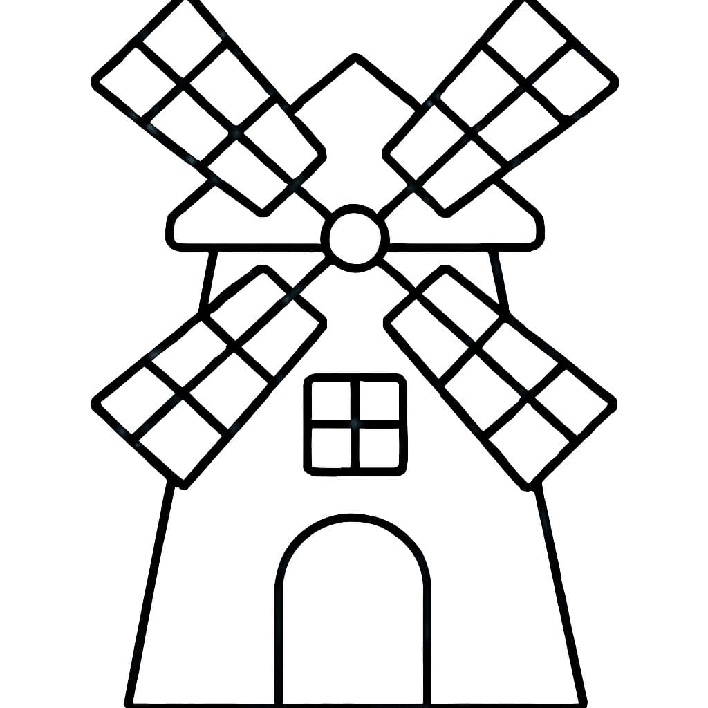 Çizmek Yel Değirmeni basit Boyama Sayfası