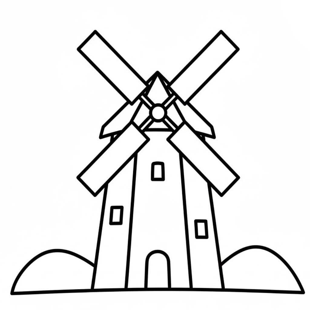 Çizmek Yel Değirmeni kolay Boyama Sayfası