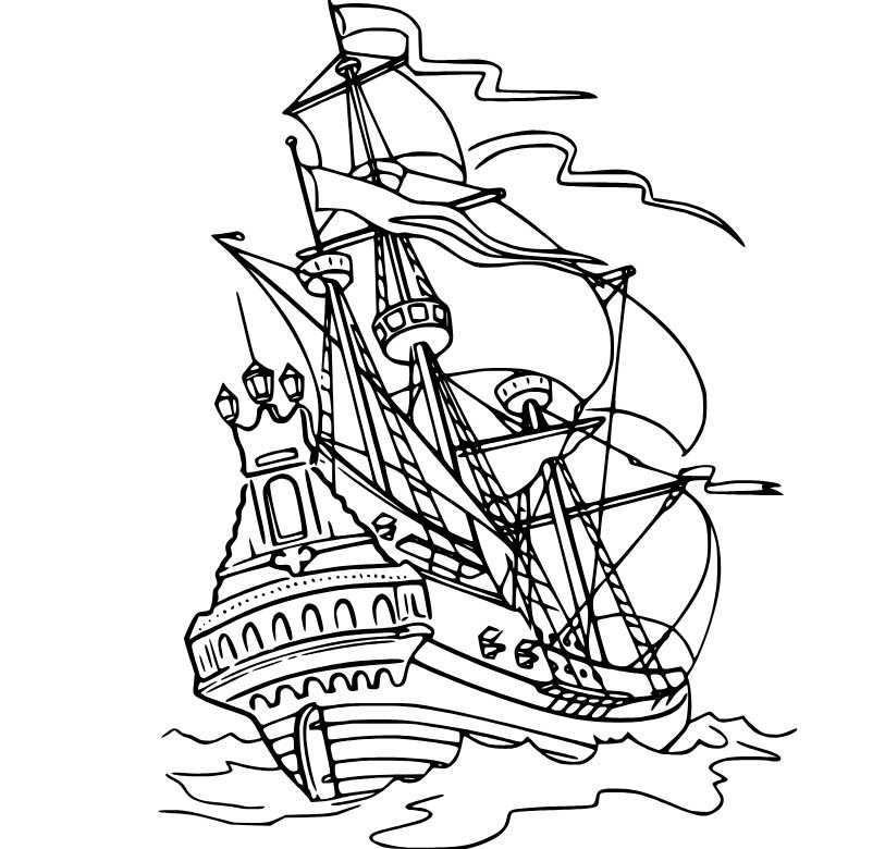 Çizmek Yelkenli Basit Boyama Sayfası