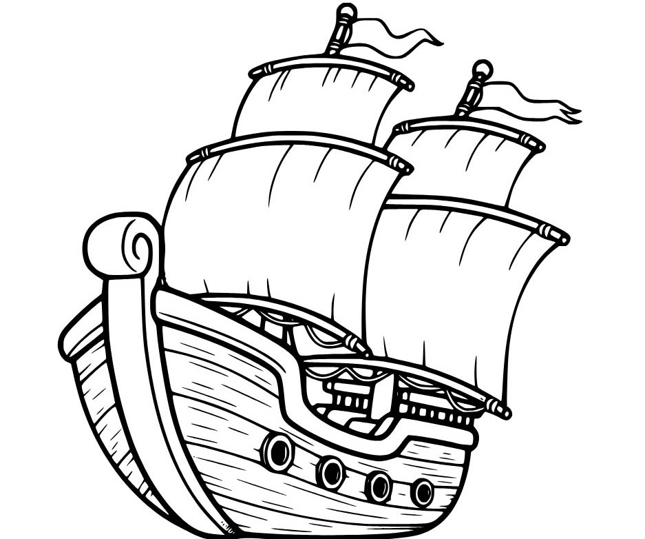 Çizmek Yelkenli Kolay Boyama Sayfası