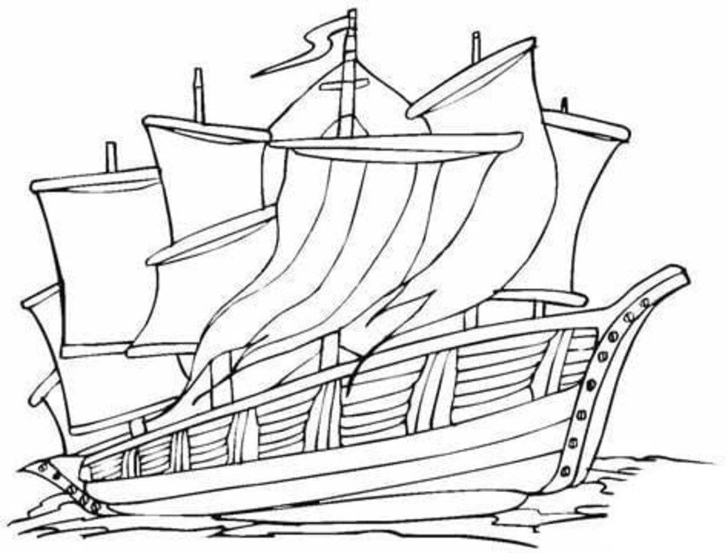 Çizmek Yelkenli Resim Boyama Sayfası