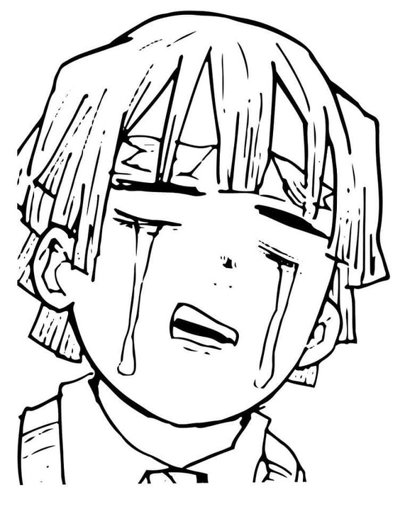 Çizmek Zenitsu Agatsuma ağlamak Boyama Sayfası