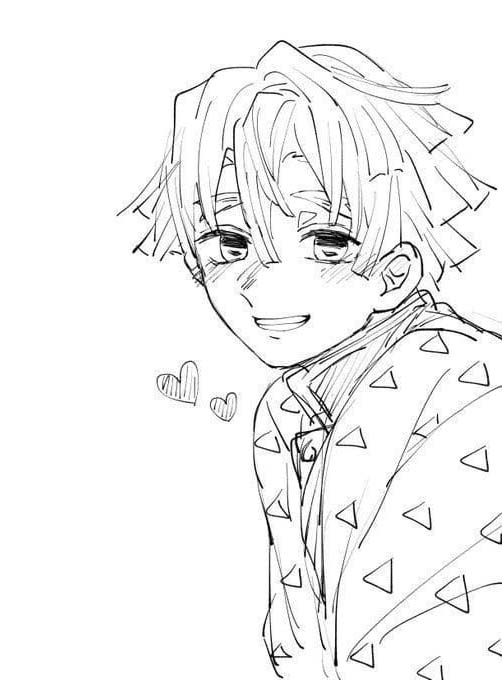 Çizmek Zenitsu Agatsuma çocuklar için basit Boyama Sayfası