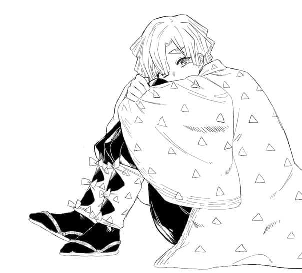 Çizmek Zenitsu Agatsuma çocuklar için kolay Boyama Sayfası