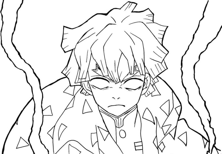 Çizmek Zenitsu Agatsuma çocuklar için yazdırılabilir Boyama Sayfası