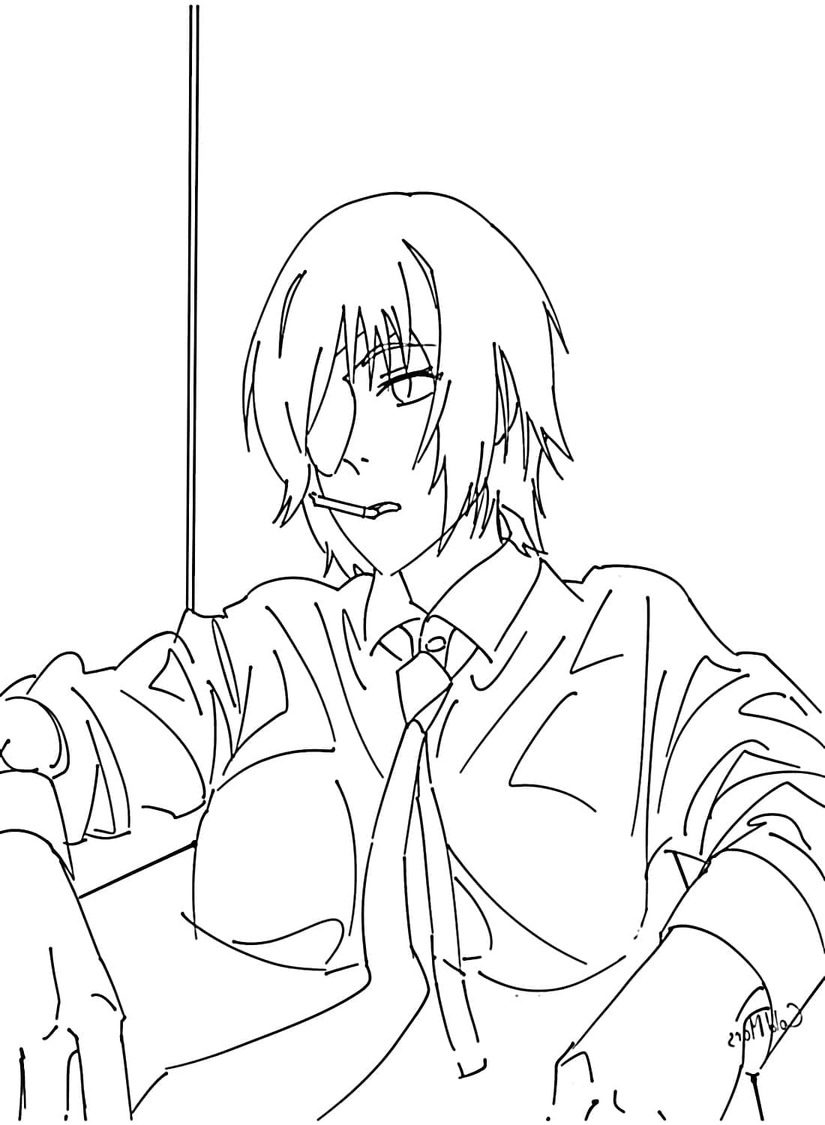 Çizmek anime Chainsaw Man Boyama Sayfası