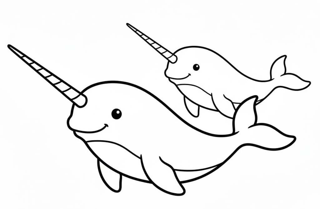 Çizmek iki Narval Boyama Sayfası