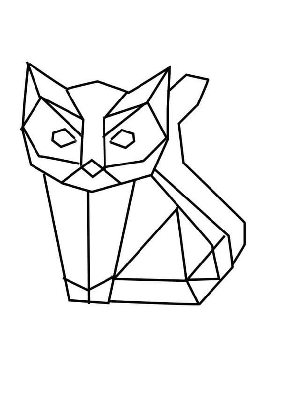 Çizmek kedi Origami Boyama Sayfası